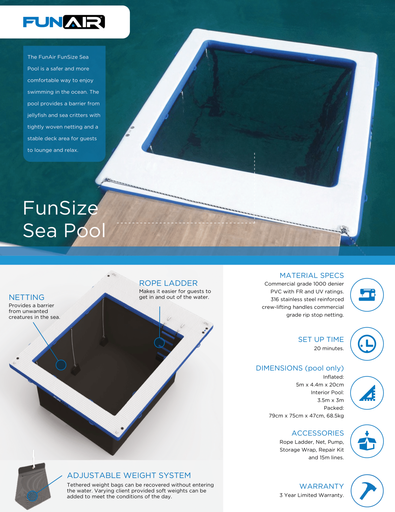 FunAir FunSize Sea Pool Spec Sheet